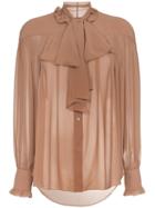 Rejina Pyo Tie Neck Long Sleeve Blouse - Neutrals