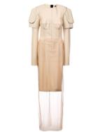 Vera Wang Structured Shoulders Layered Dress - Nude & Neutrals