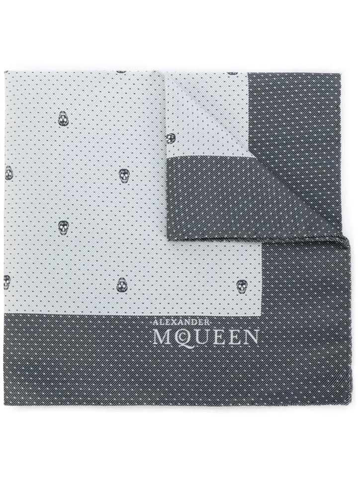 Alexander Mcqueen Skulls And Dots Scarf - Grey