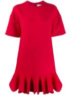 Valentino Ruffled Hem Shift Dress - Red