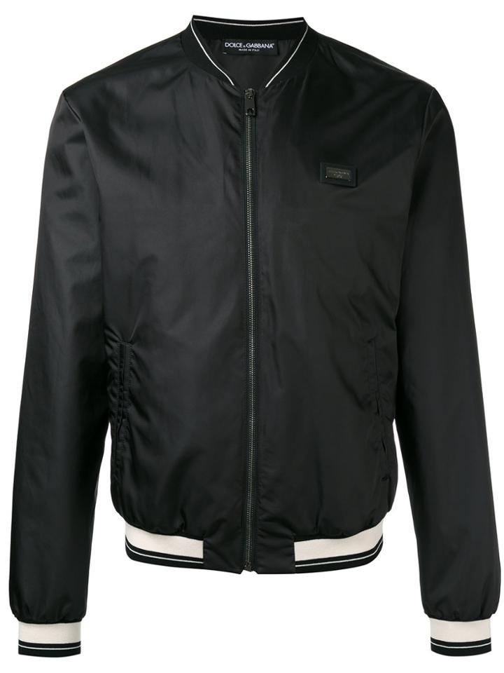 Dolce & Gabbana Black Nylon Bomber Jacket