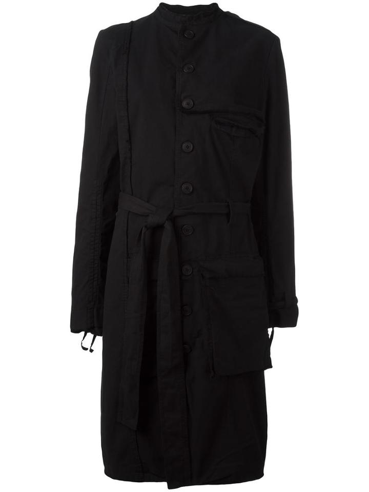 Pal Offner Single Breasted Belted Coat, Women's, Size: 3, Black, Cotton/spandex/elastane