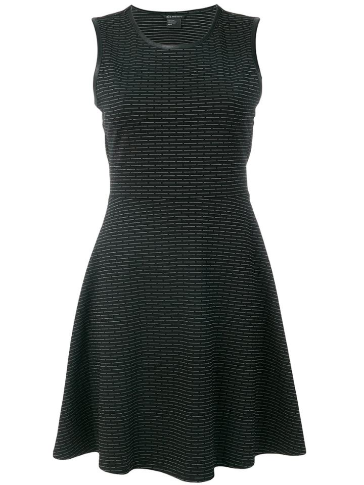 Armani Exchange Patterned Sleeveless Flared Dress - Black