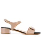Salvatore Ferragamo Glenn Sandals, Women's, Size: 40, Nude/neutrals, Calf Leather/leather/rayon/leather