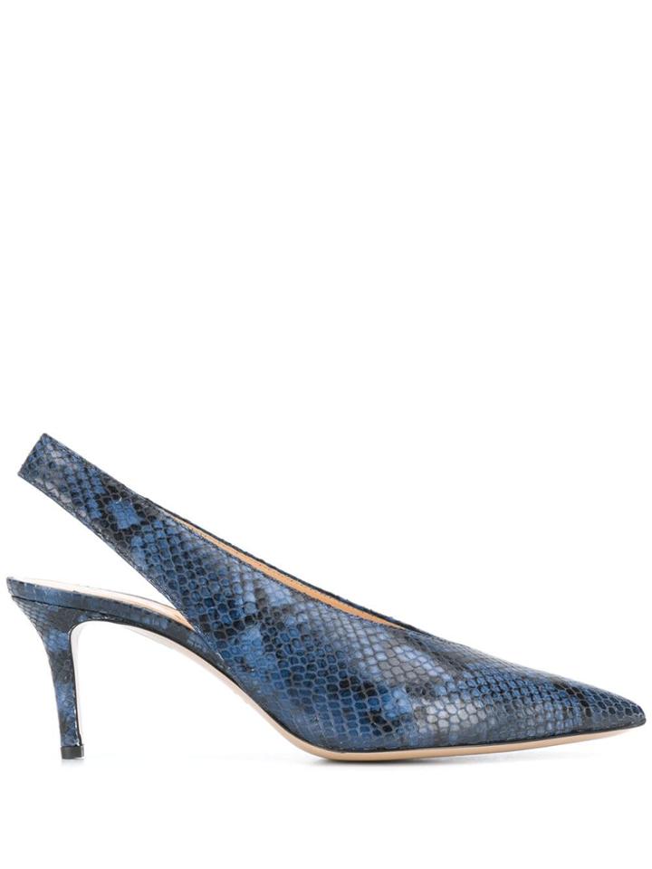 Leqarant Slingback Snakeskin Pumps - Blue