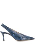 Leqarant Slingback Snakeskin Pumps - Blue