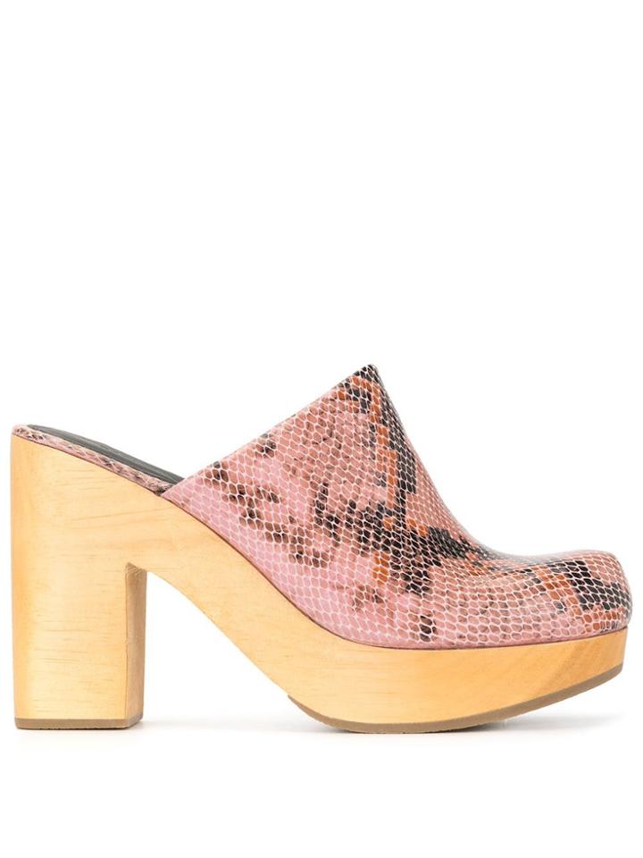 Rachel Comey Snakeskin-effect Mules - Pink
