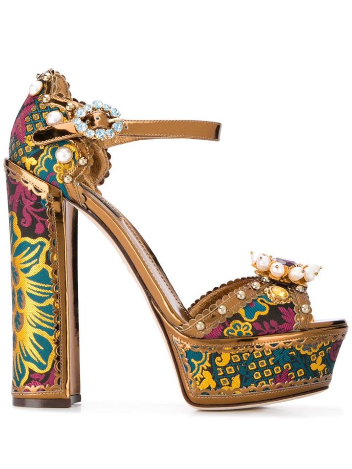 Dolce & Gabbana Keira Platform Sandals - Gold