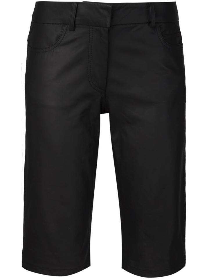 Vera Wang Knee Length Shorts, Women's, Size: 4, Black, Lamb Skin