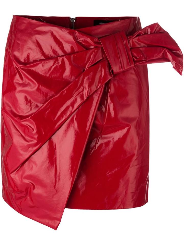 Isabel Marant 'anders' Knot Mini Skirt, Women's, Size: 40, Red, Cotton/polyurethane