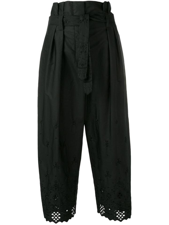 Alberta Ferretti Embroidered Cropped Trousers - Black