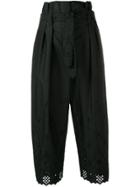 Alberta Ferretti Embroidered Cropped Trousers - Black