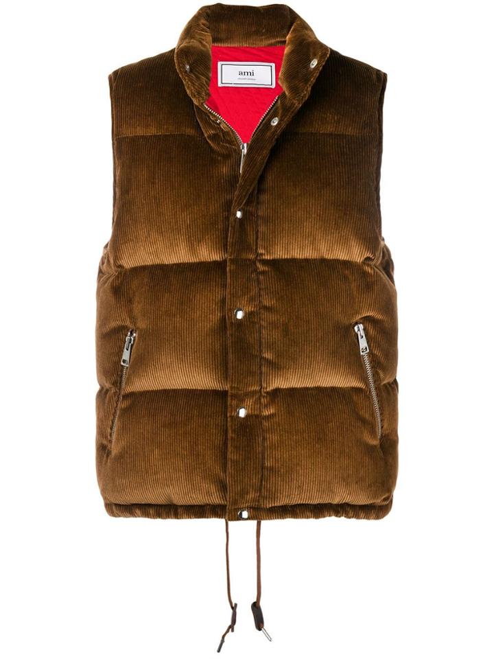 Ami Alexandre Mattiussi Quilted Down Vest - Brown