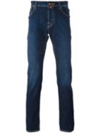 Straight Leg Jeans, Men's, Size: 36, Blue, Cotton/spandex/elastane, Jacob Cohen