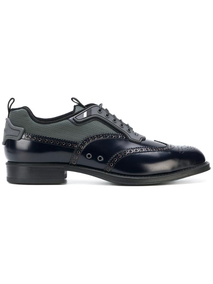 Prada Mixed Fabric Brogues - Blue