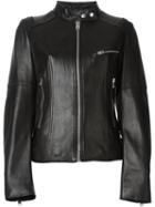Diesel Zip Leather Jacket, Women's, Size: L, Black, Sheep Skin/shearling/polyester