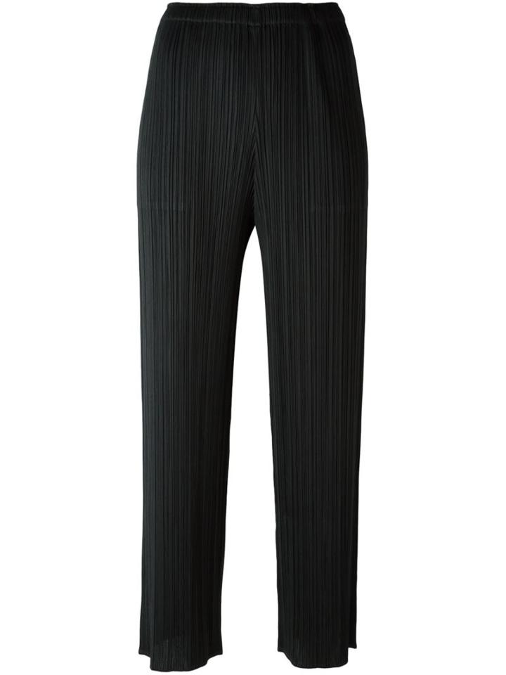 Pleats Please By Issey Miyake Pleated Straight Leg Trousers, Women's, Size: 2, Black, Polyester