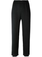Pleats Please By Issey Miyake Pleated Straight Leg Trousers, Women's, Size: 2, Black, Polyester