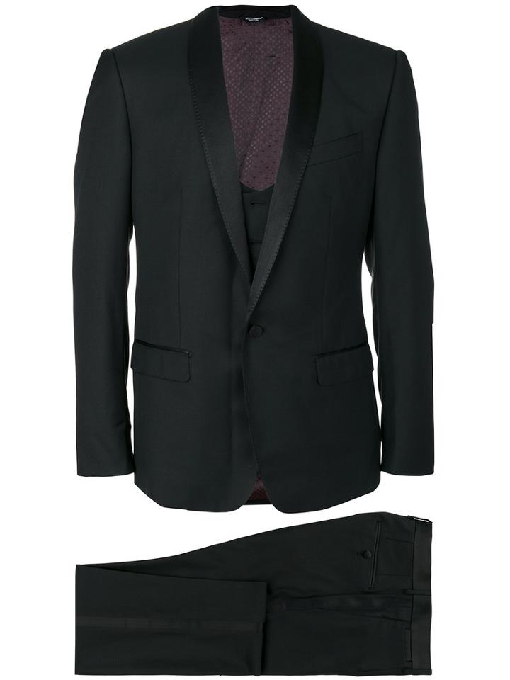 Dolce & Gabbana - Three Piece Dinner Suit - Men - Silk/polyester/acetate/virgin Wool - 52, Black, Silk/polyester/acetate/virgin Wool