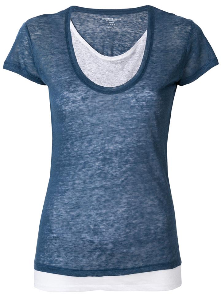 Majestic Filatures Layered Scoop Neck T-shirt - Blue