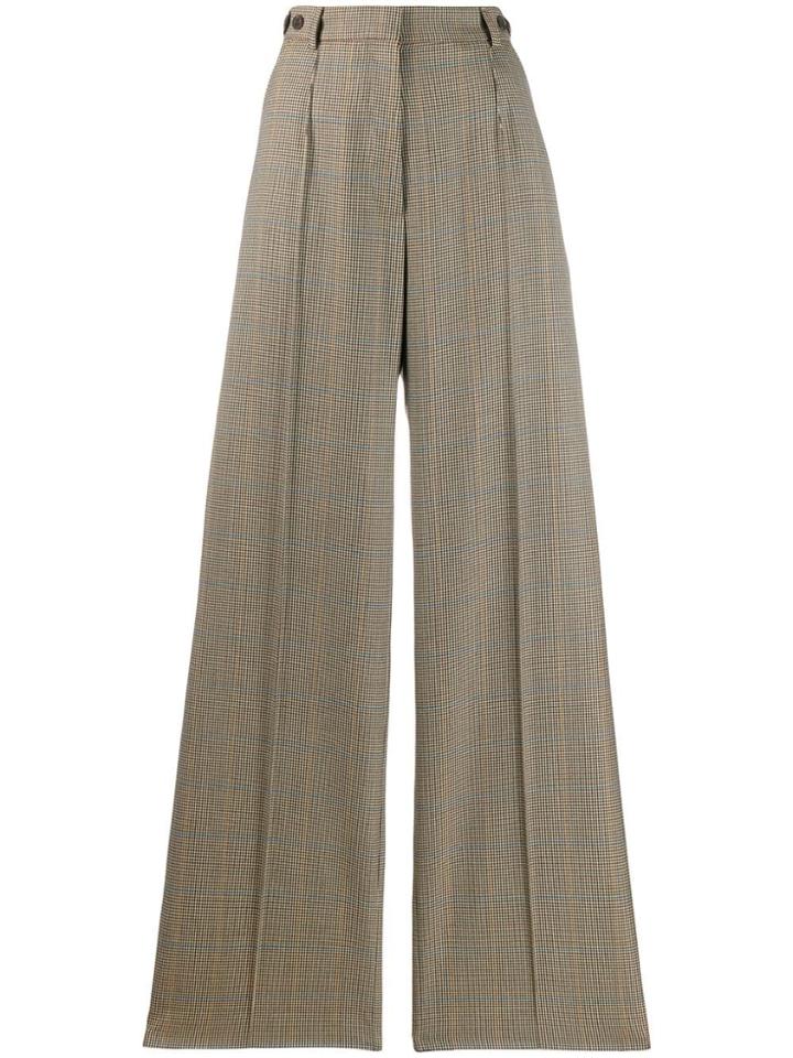 Rokh High-waist Checked Palazzo Pants - Neutrals