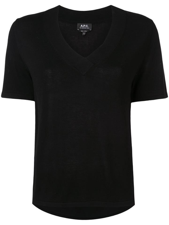 A.p.c. V-neck T-shirt - Black