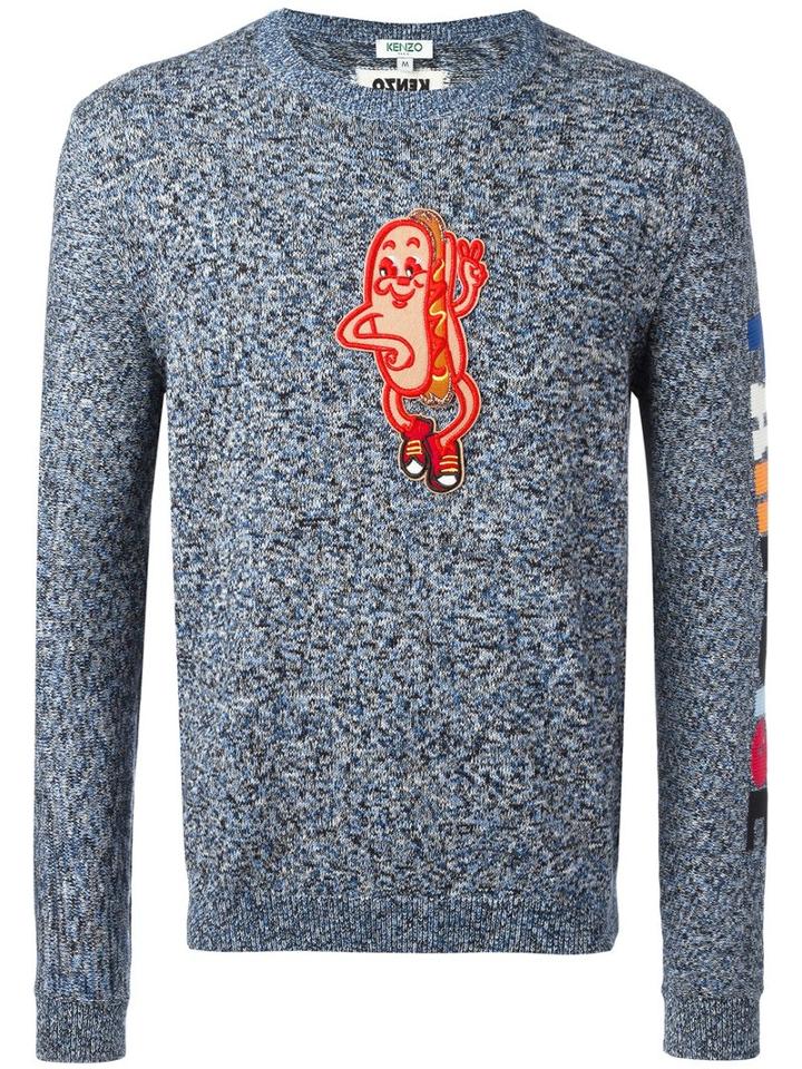 Kenzo Hot Dog Patch Jumper, Size: Xs, Blue, Cotton
