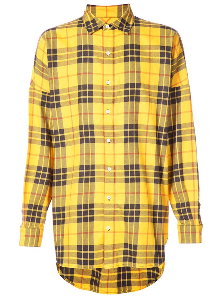 Mostly Heard Rarely Seen Oversized Flannel Shirt - Yellow & Orange