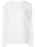 Dkny Front Placket Blouse, Women's, Size: M, White, Silk/modal/linen/flax/polyester