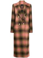 Mother Of Pearl Check Double-breasted Coat - Green