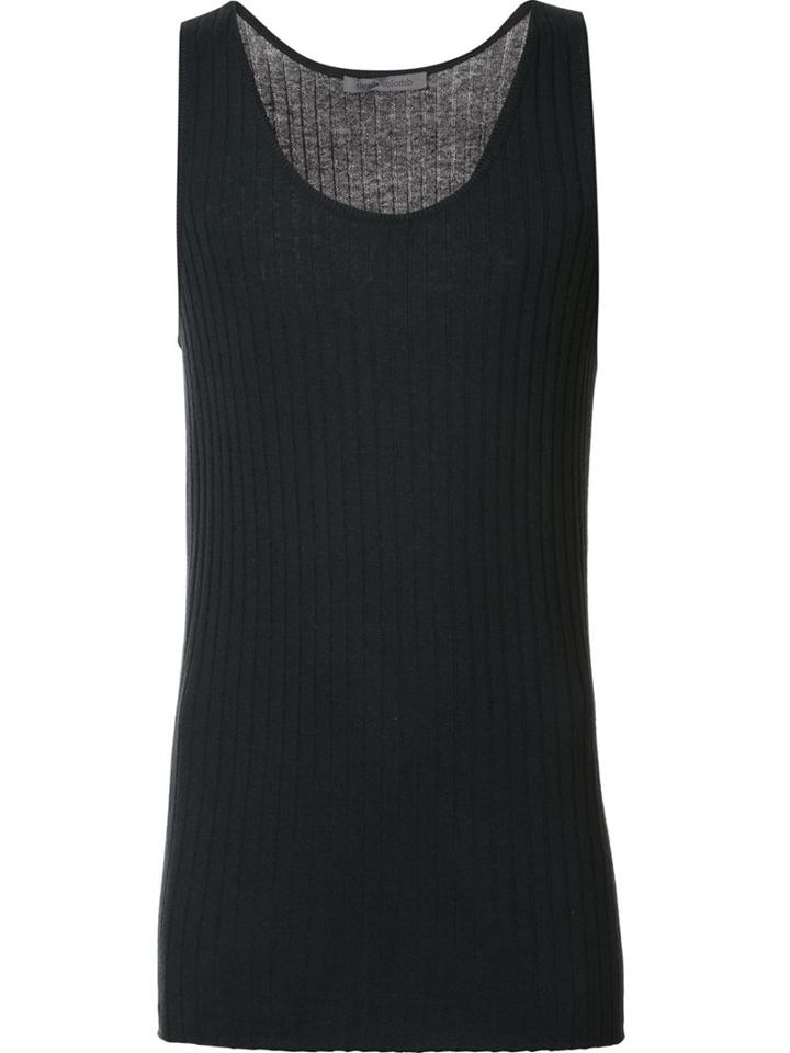 Denis Colomb Ribbed Tank Top, Men's, Size: Large, Black, Silk/cashmere