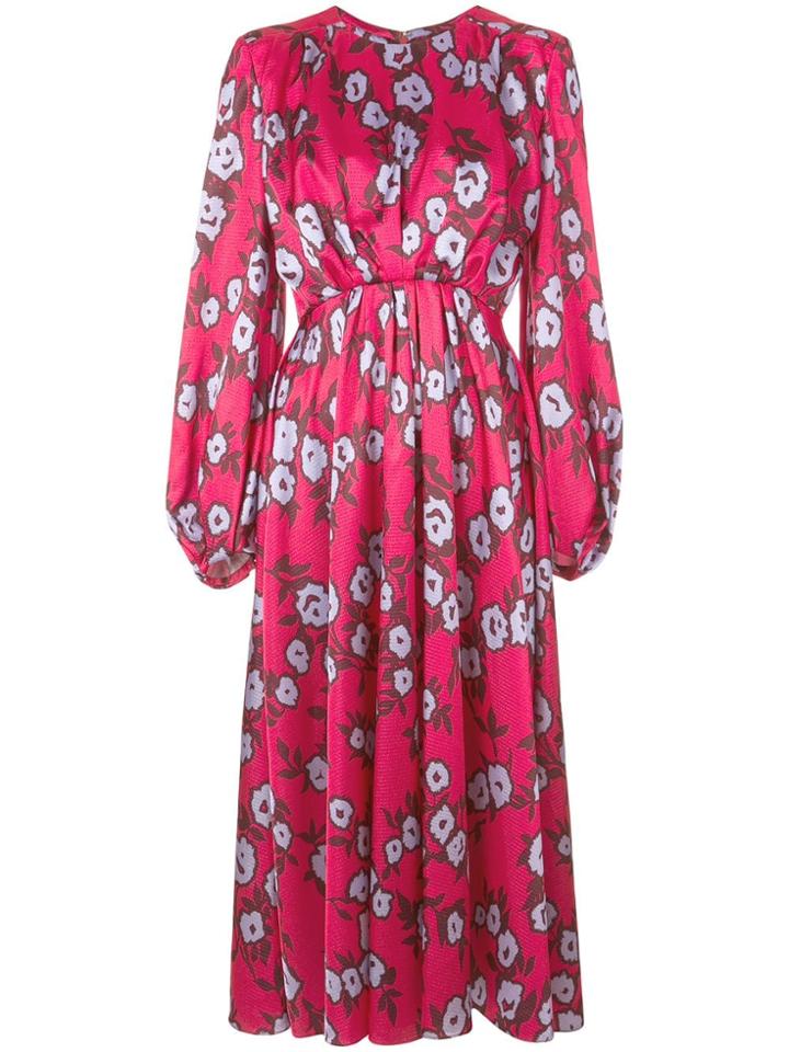 Carolina Herrera Floral Print Long Dress - Pink