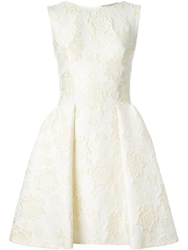 Ermanno Scervino Floral Brocade Pleated Dress, Women's, Size: 42, Yellow/orange, Polyester/polyamide/silk/polyamide