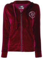 Plein Sport Rhinestone Patch Zipped Hoodie - Red