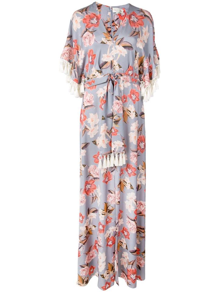 Sachin & Babi Satin Long Dress With Frills - Multicolour