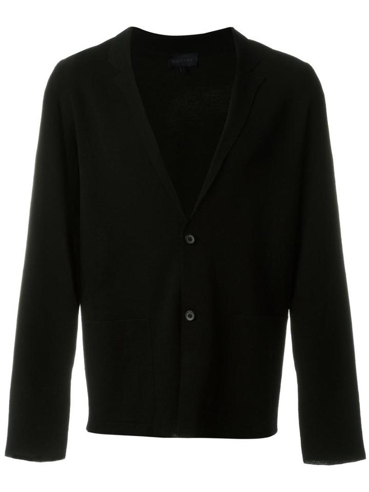 Lanvin Blazer Design Cardigan, Men's, Size: Large, Black, Silk/wool