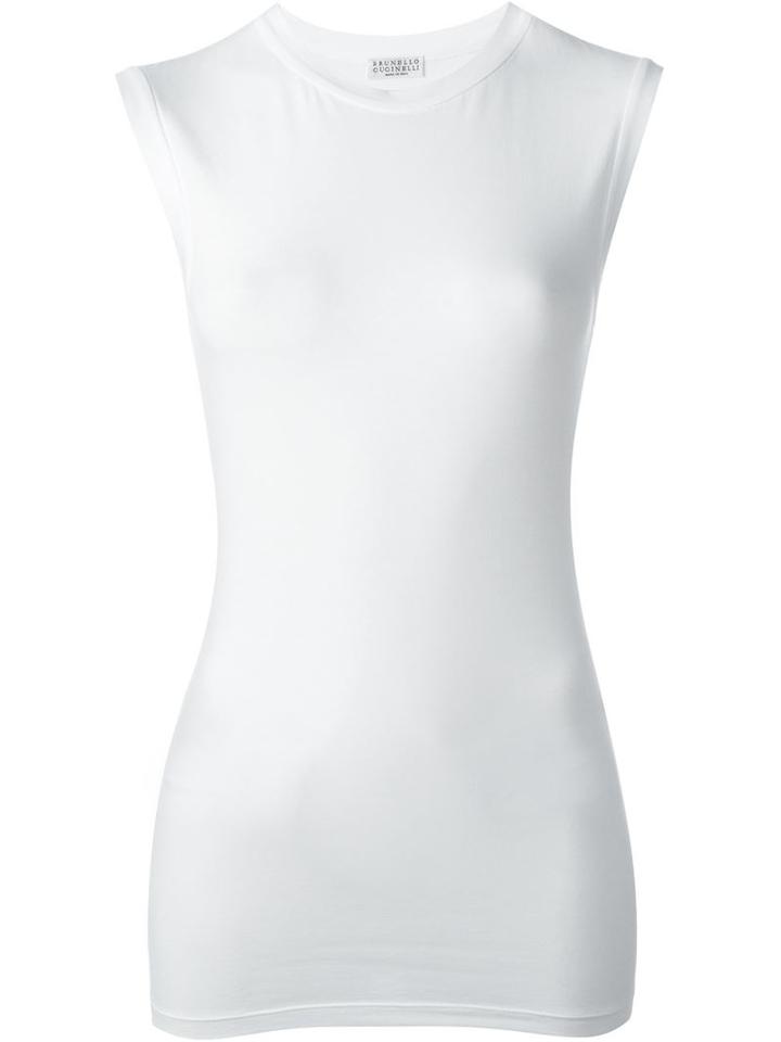 Brunello Cucinelli Classic Tank Top, Women's, Size: Large, White, Cotton/spandex/elastane/brass
