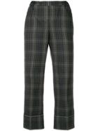 No21 Checked Print Cropped Trousers - Green