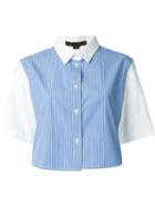 Alexander Wang Cropped Striped Shirt, Women's, Size: 0, Blue, Cotton