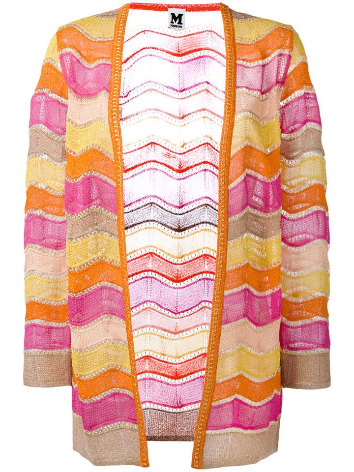 M Missoni - Open Front Cardigan - Women - Cotton/polyamide/viscose/metallic Fibre - 40, Yellow/orange, Cotton/polyamide/viscose/metallic Fibre