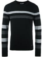 Dolce & Gabbana Striped Jumper, Men's, Size: 50, Black, Calf Leather/virgin Wool