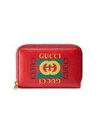 Gucci Gucci Print Leather Card Case - Red