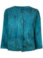 Avant Toi - Distressed Overdyed Cropped Jacket - Women - Cotton/linen/flax/polyamide/cashmere - S, Women's, Blue, Cotton/linen/flax/polyamide/cashmere