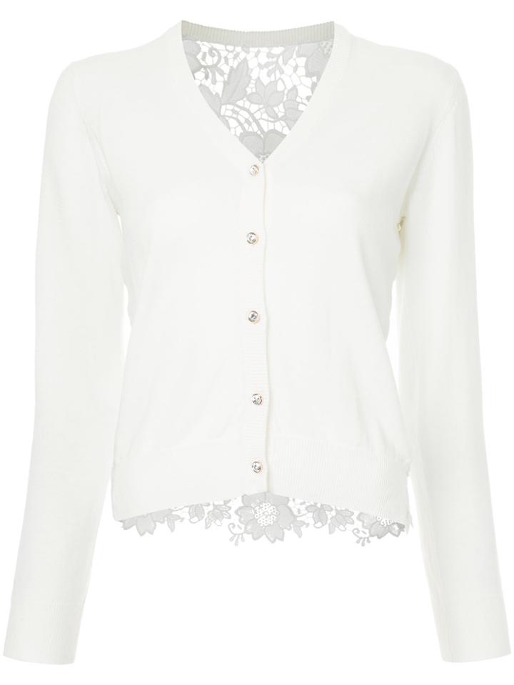 Loveless Embroidered Back Cardigan - White