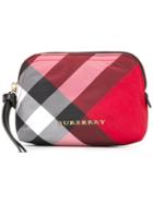 Burberry House Check Clutch, Women's, Red, Cotton/polyester