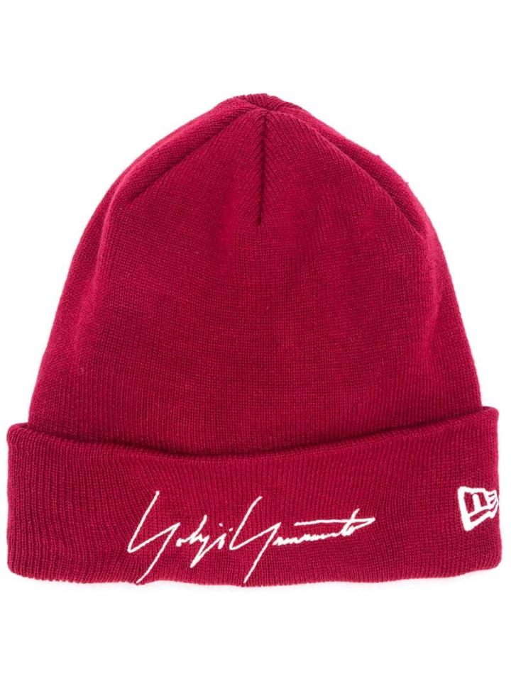 Yohji Yamamoto Signature Patch Knit Beanie - Red
