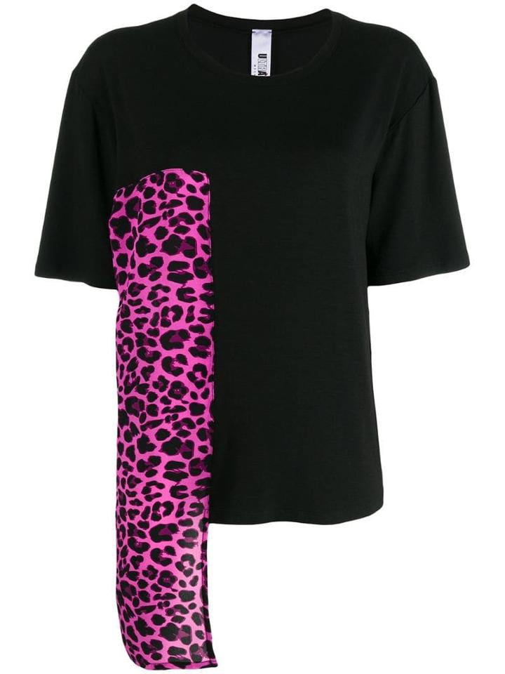Ultràchic Leopard Print Asymmetric Top - Black