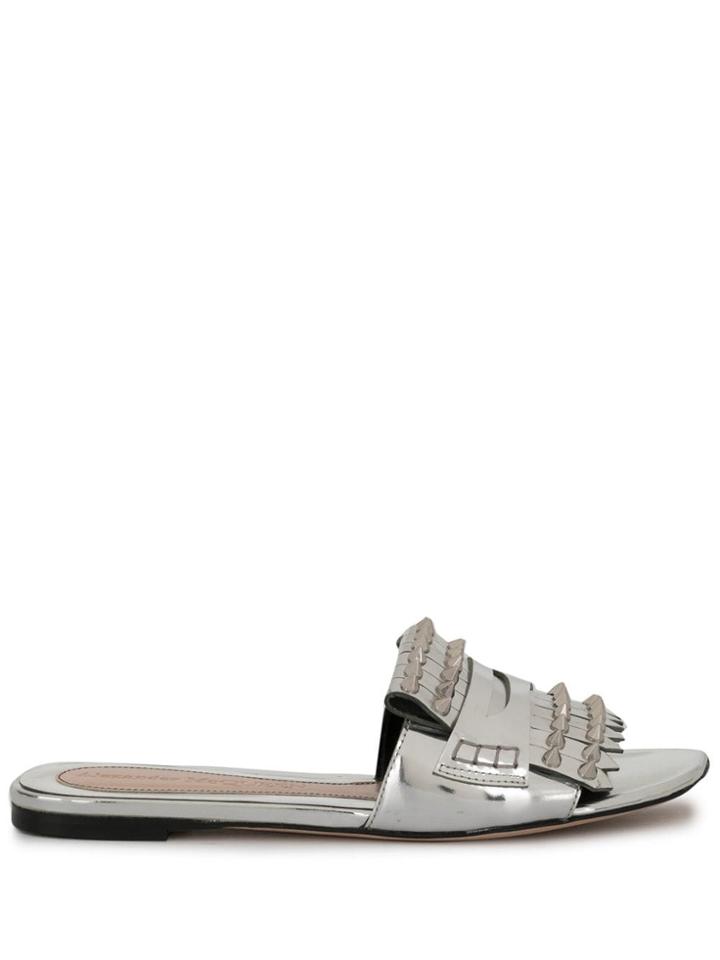 Alexander Mcqueen Spike Slide Sandals - Silver