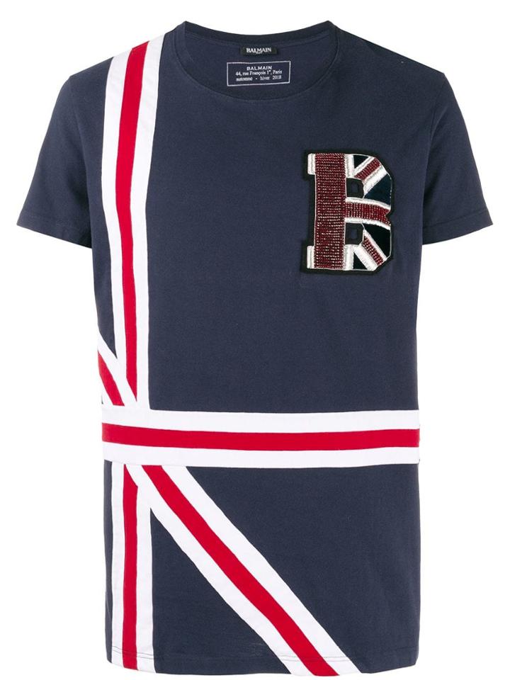 Balmain Letter Patch T-shirt - Blue