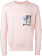 Palm Angels Logo Print Cuffed Sweatshirt, Men's, Size: Xl, Pink/purple, Cotton